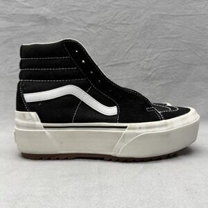 Vans Sk8-Hi Stacked Shoes Women Size 6 Black Suede Platform High Top Sneakers